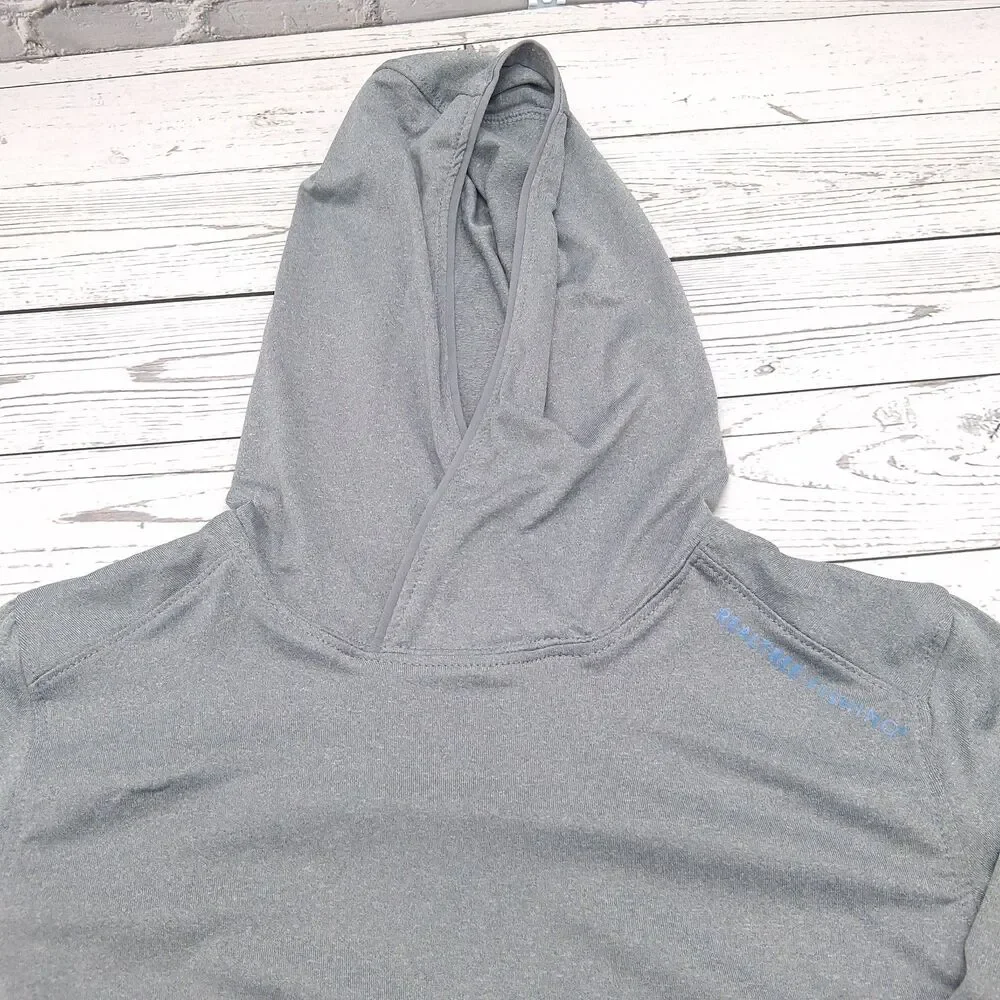 Realtree Long Sleeve Hooded Fishing Shirt Boys Youth Size Small Heather Gray